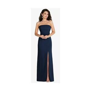 Thread Bridesmaid Dessy NWT Blue Strapless Scoop Back Maxi Dress Slit Medium M